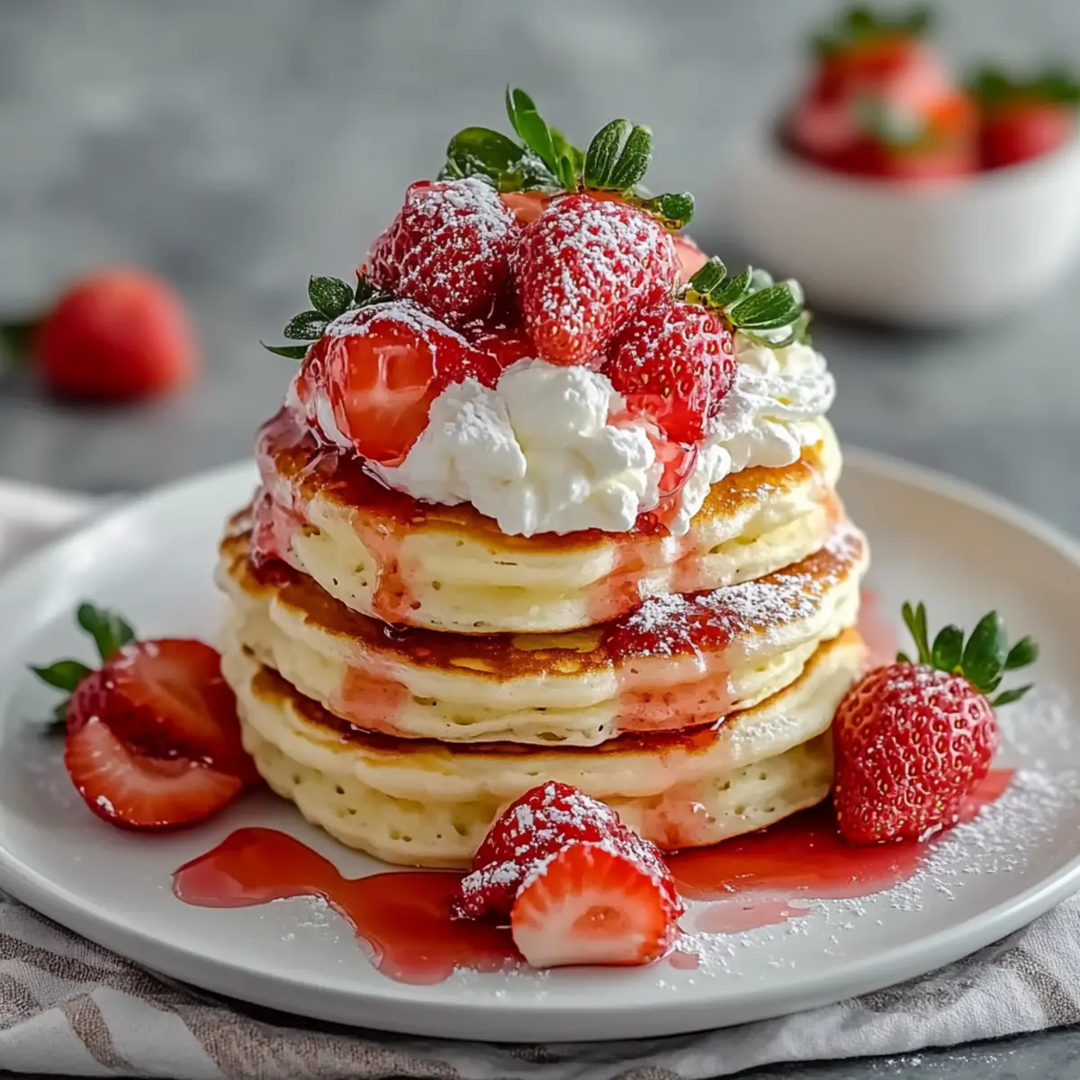 Fluffy Strawberry Cheesecake Pancakes