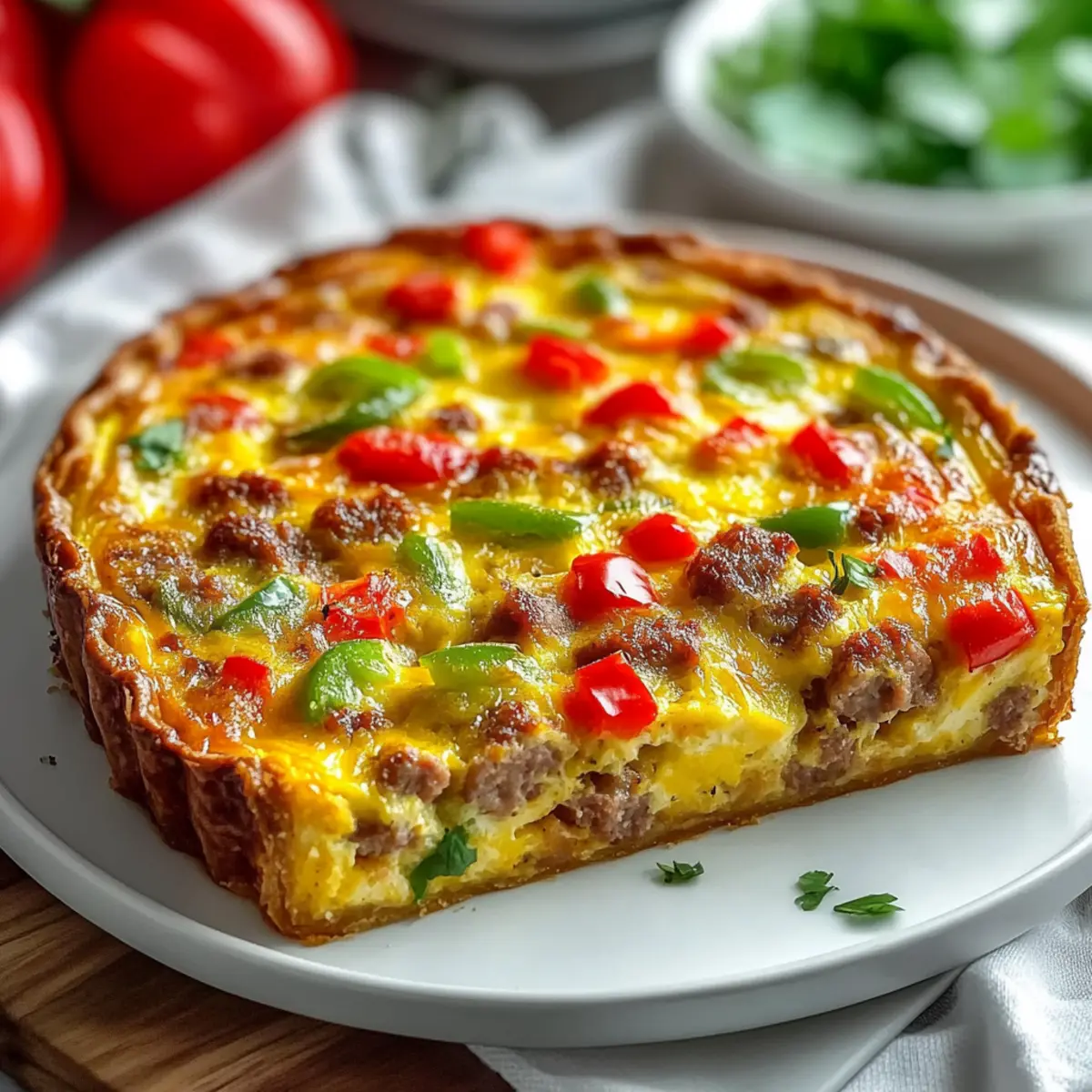 Juicy Crustless Sausage and Pepper Quiche