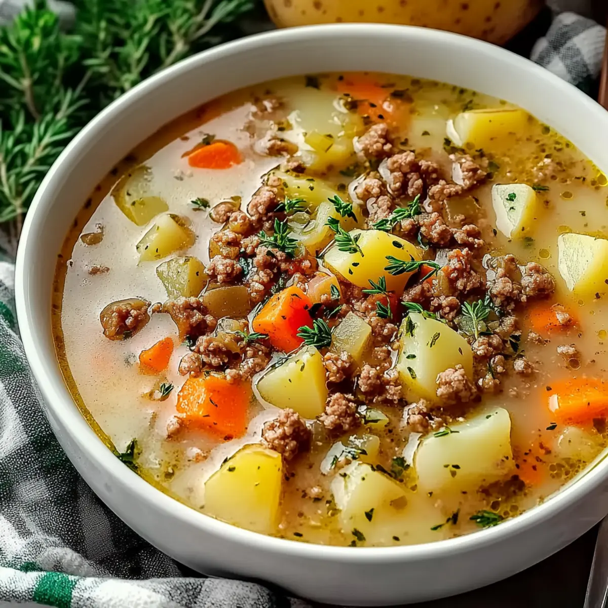Chunky Ground Beef and Potato Soup