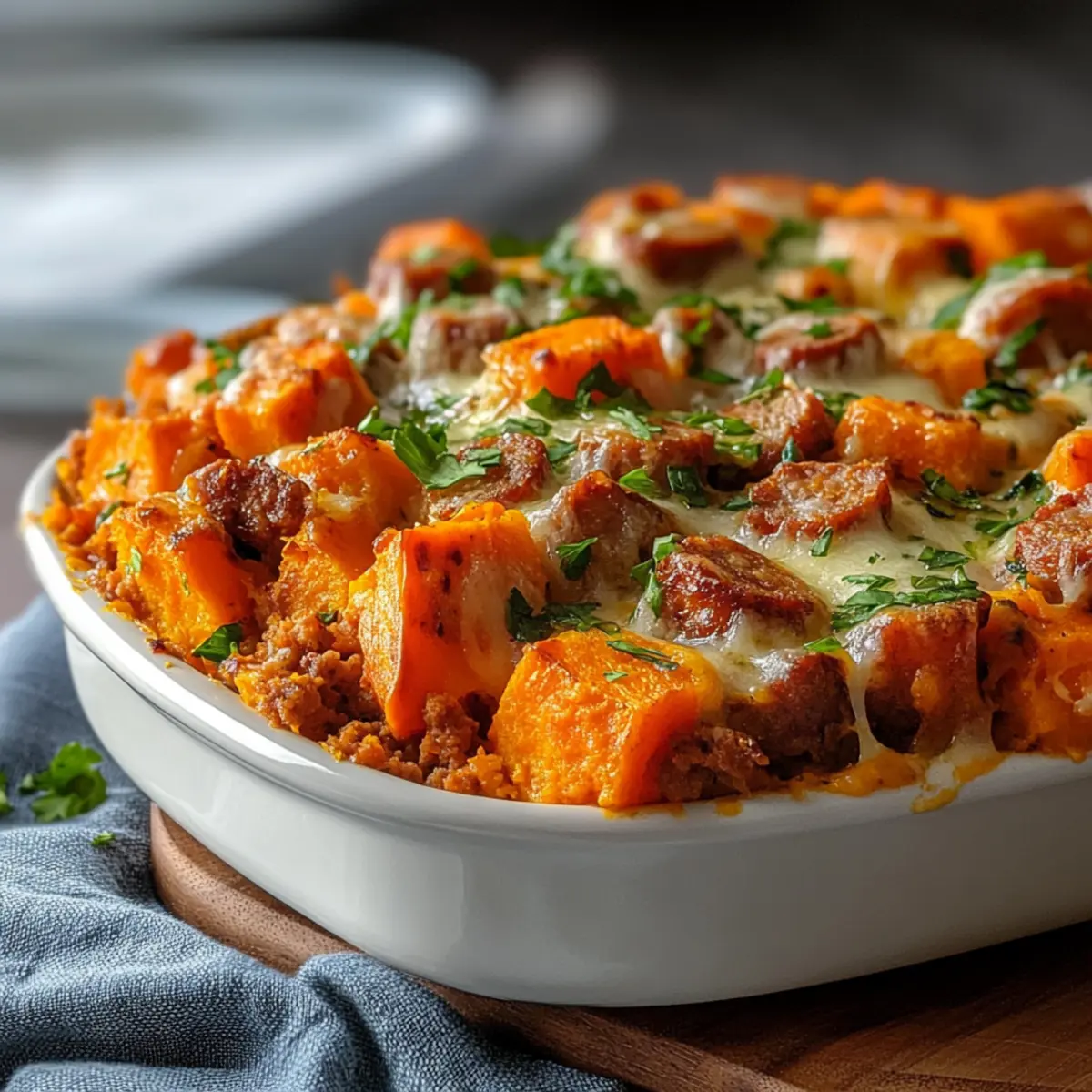 Sweet Potato and Sausage Casserole