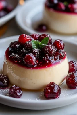 Eggnog Panna Cotta With Spiked Cranberry Sauce