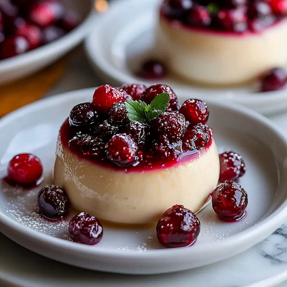 Eggnog Panna Cotta With Spiked Cranberry Sauce