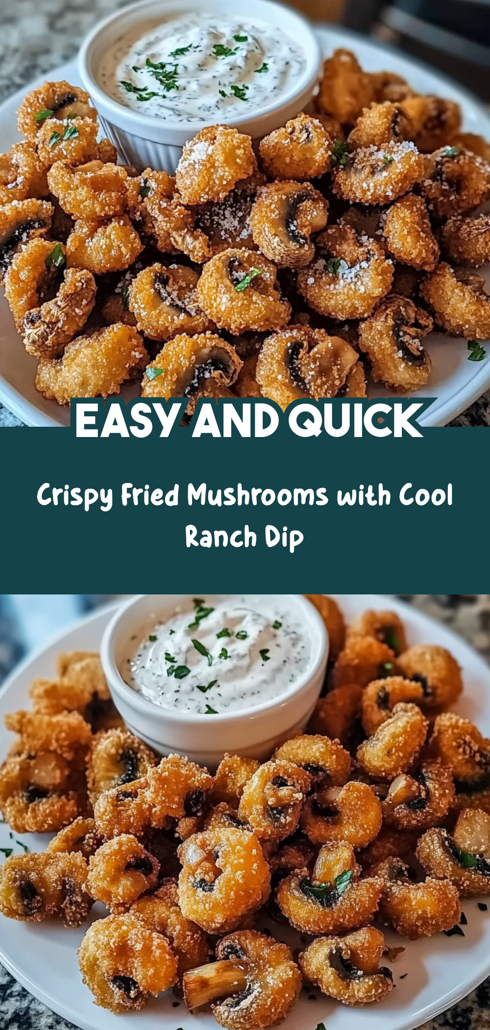 Crispy Fried Mushrooms with Cool Ranch Dip