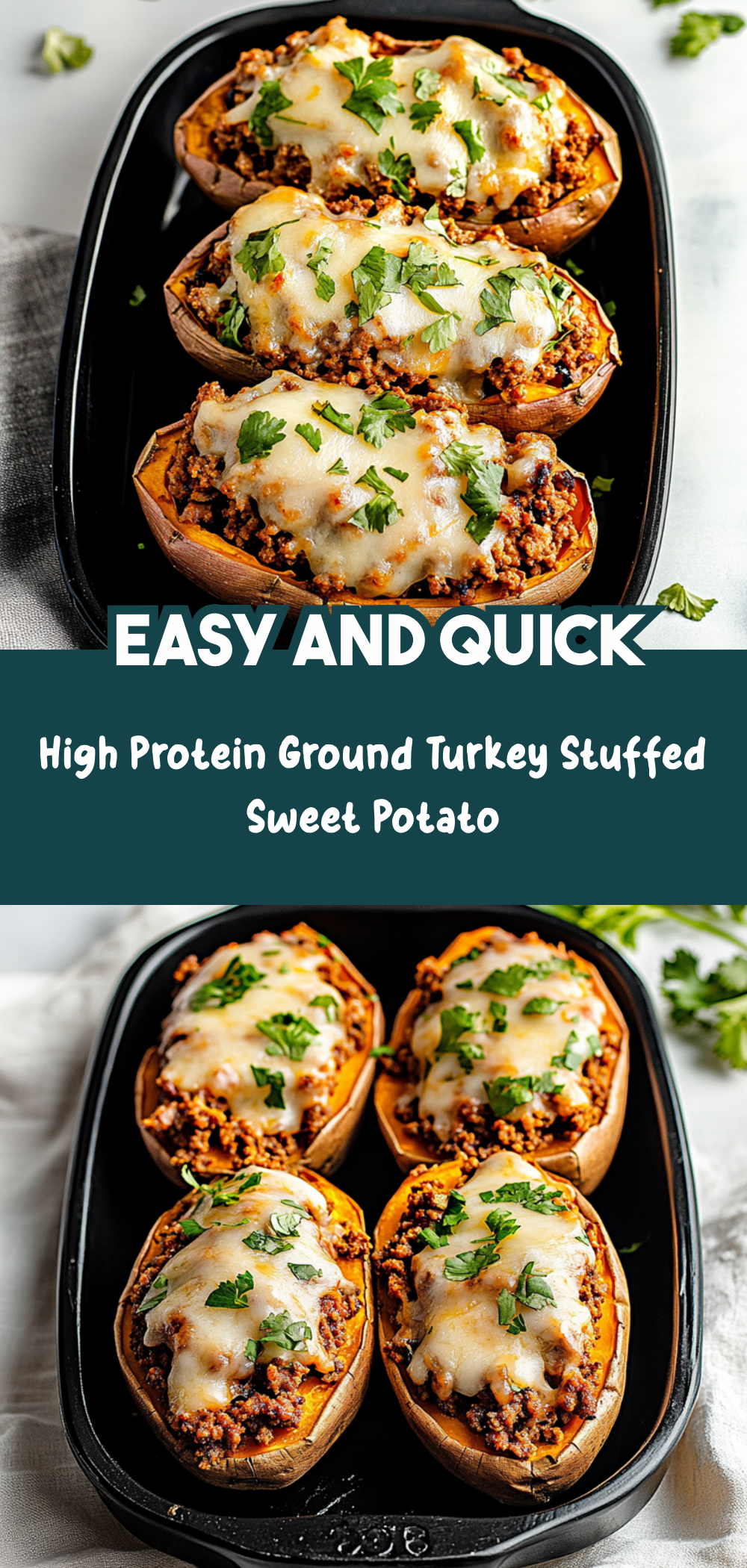 High Protein Ground Turkey Stuffed Sweet Potato