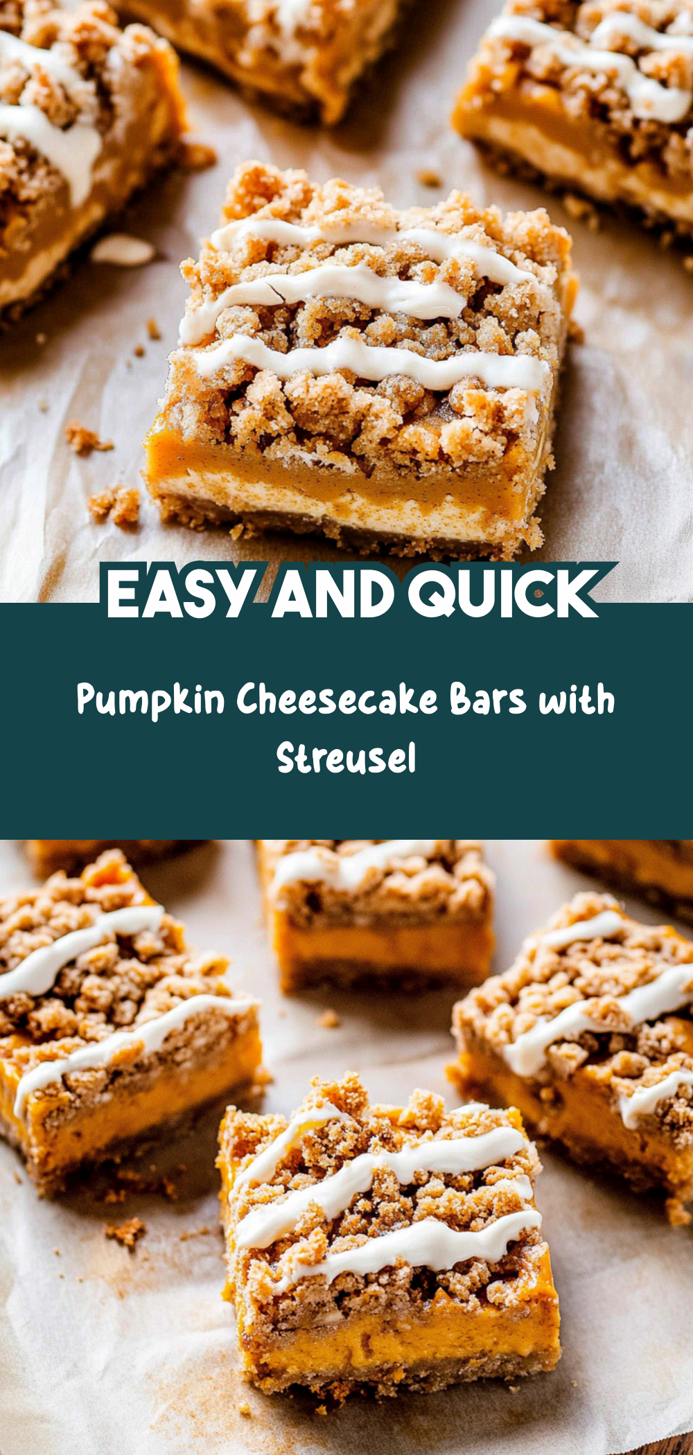 Pumpkin Cheesecake Bars with Streusel