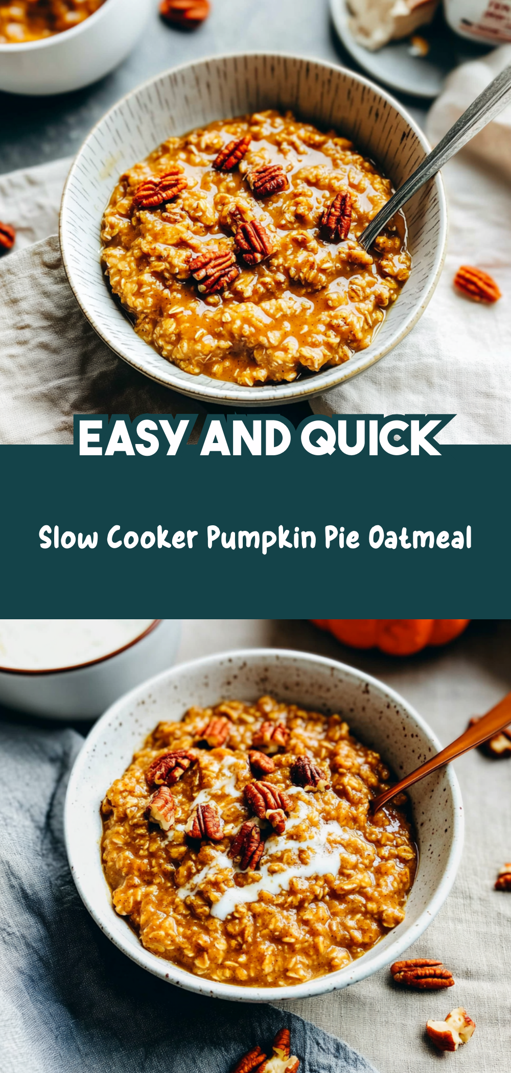 Slow Cooker Pumpkin Pie Oatmeal