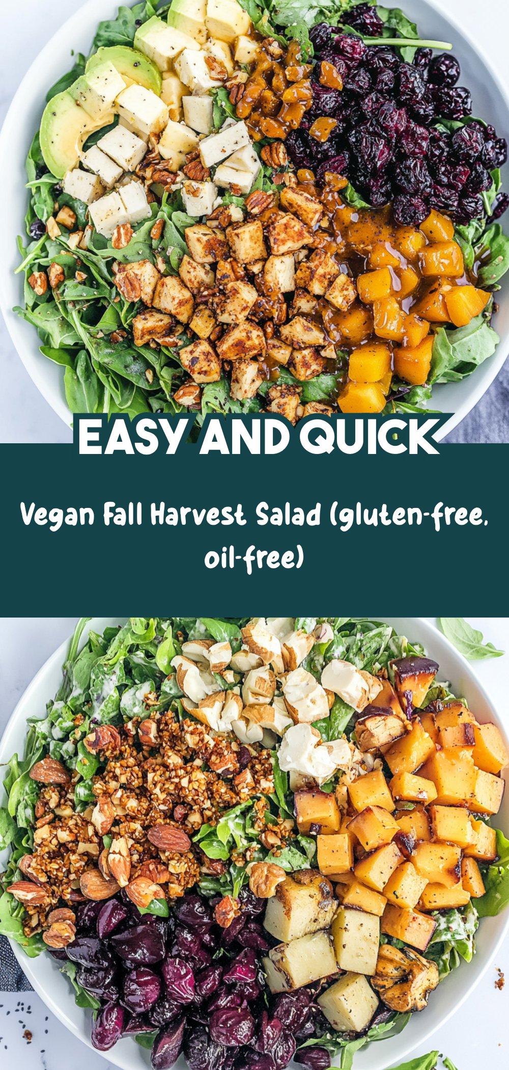 Vegan Fall Harvest Salad (gluten-free, oil-free)