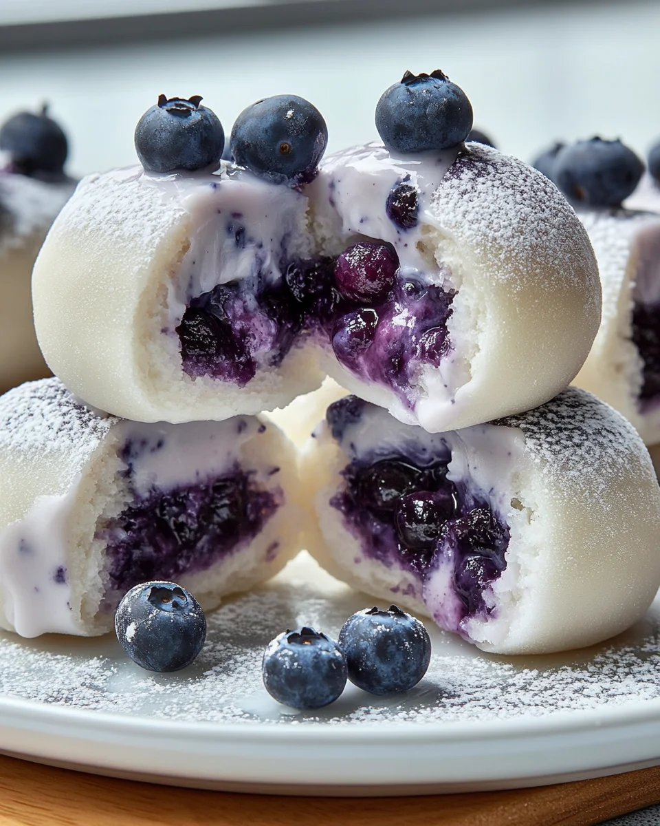 Blueberry Cream Mochi Buns