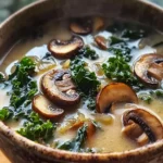 Comforting Wild Mushroom, Caramelized Onion and Kale Soup - homefoodkitchen