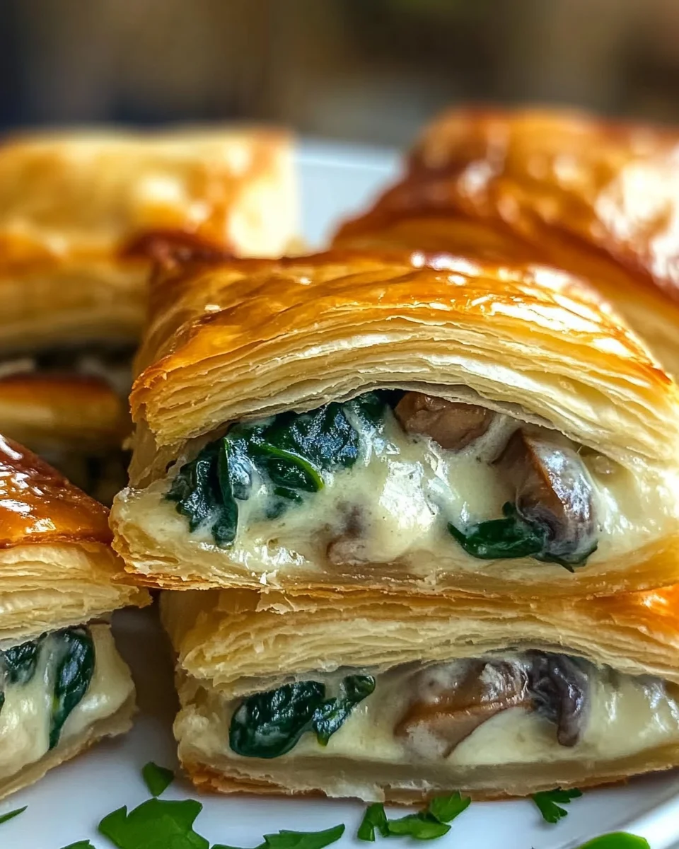 Creamy Mushroom & Spinach Stuffed Pastry Bites