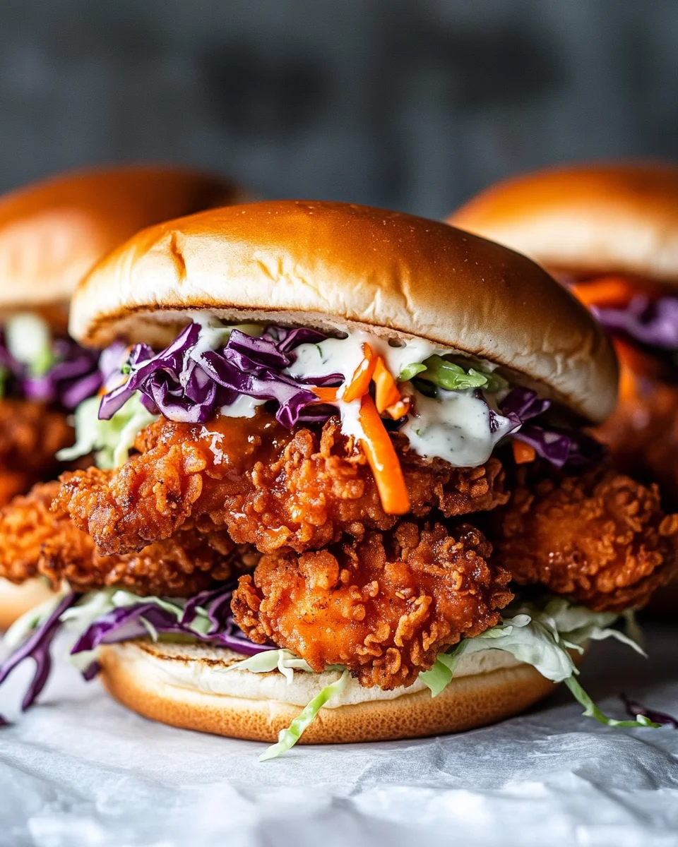 Crispy Buffalo Chicken Sandwich with Ranch Slaw