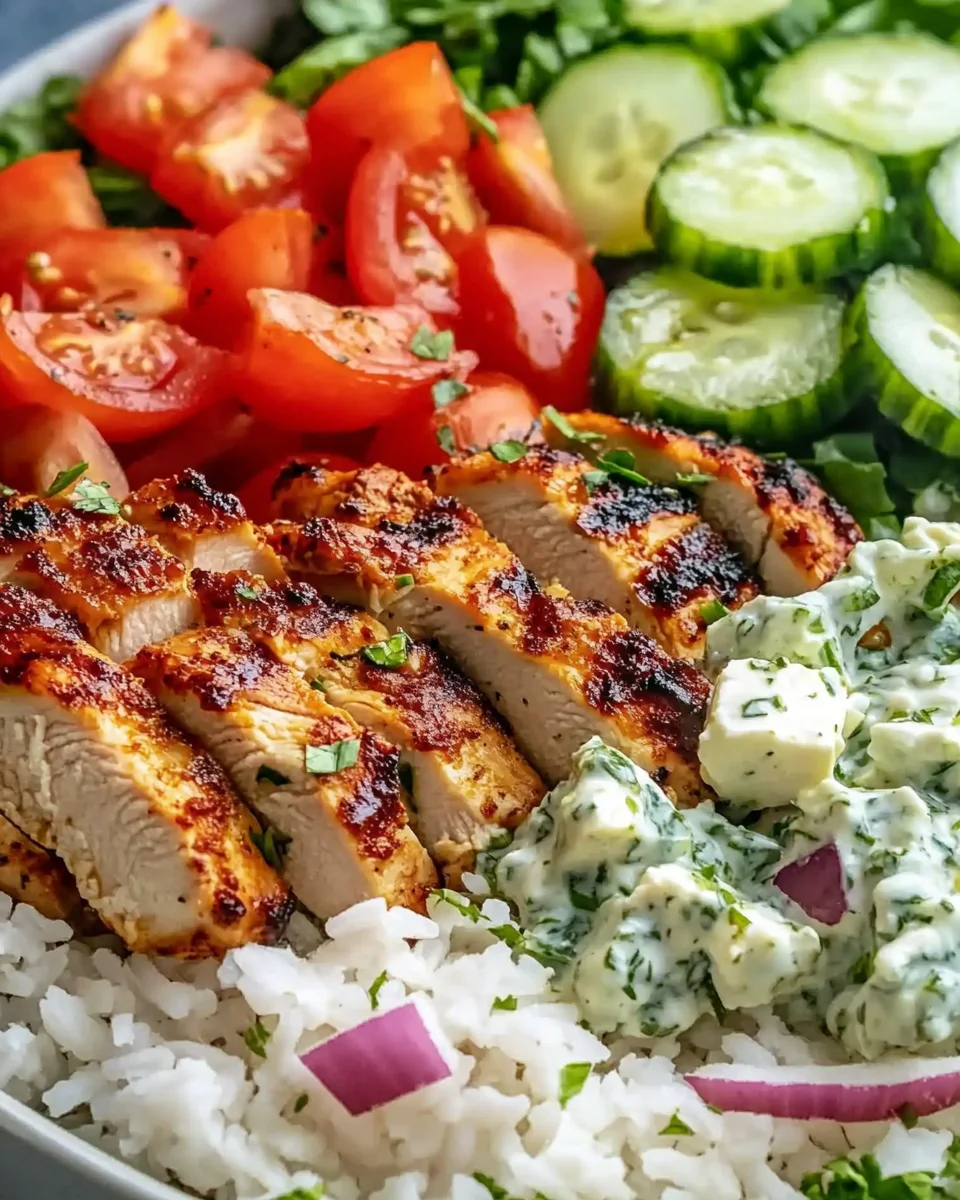 Juicy Mediterranean Chicken Bowl with Rice