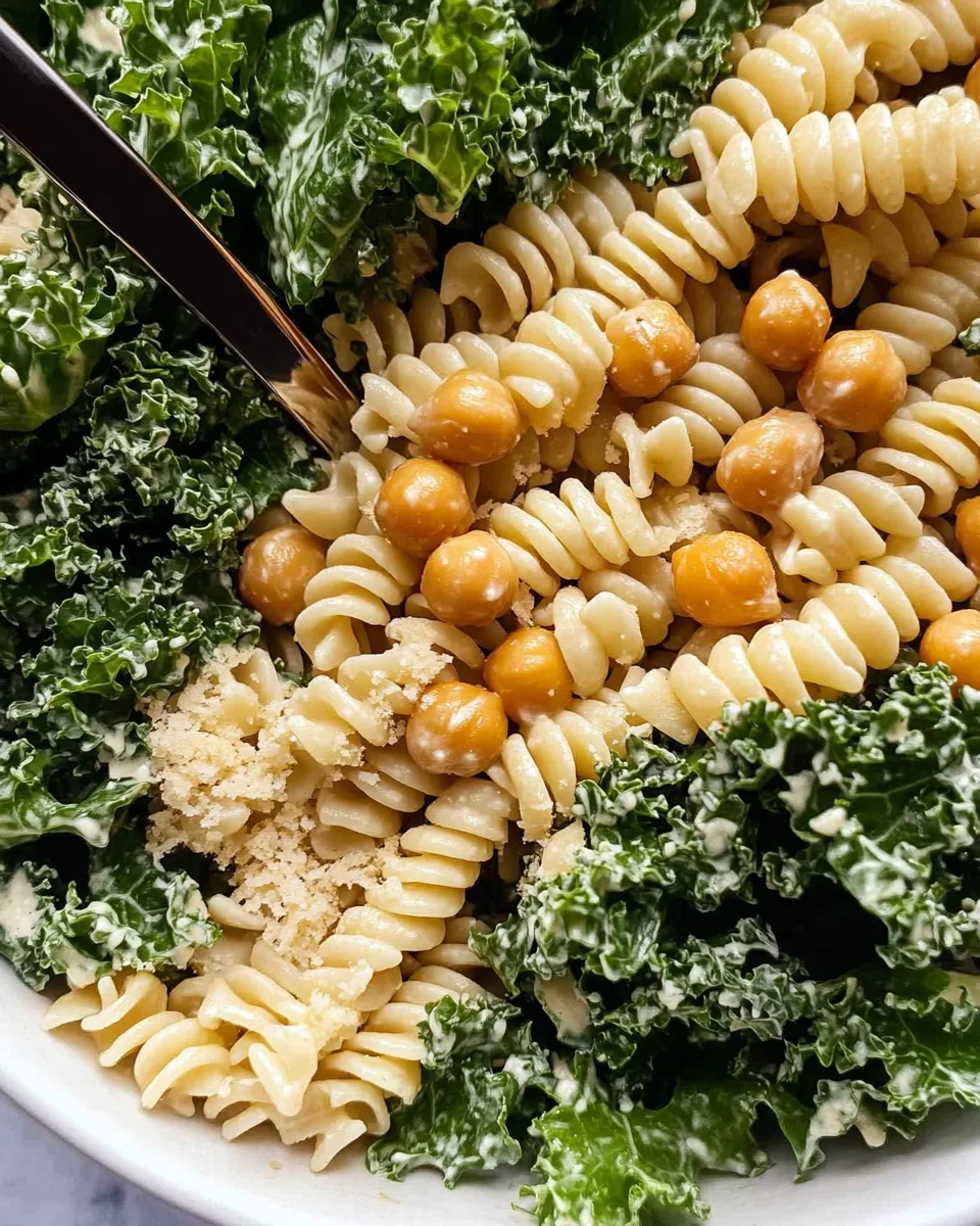 Kale Caesar Pasta Salad
