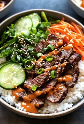 Korean BBQ Steak Rice Bowls with Spicy Cream Sauce