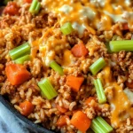 Lighter Buffalo Chicken and Rice Skillet