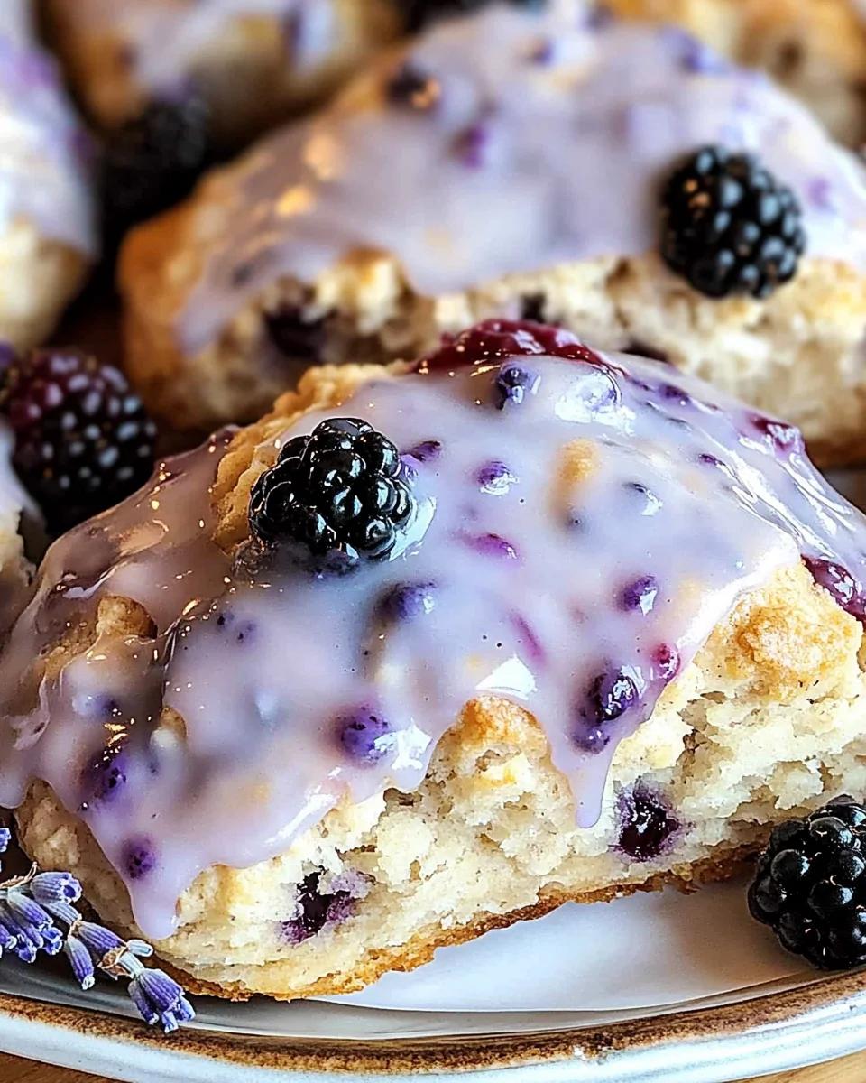 Sourdough Blackberry Lavender Scones with Lavender Glaze