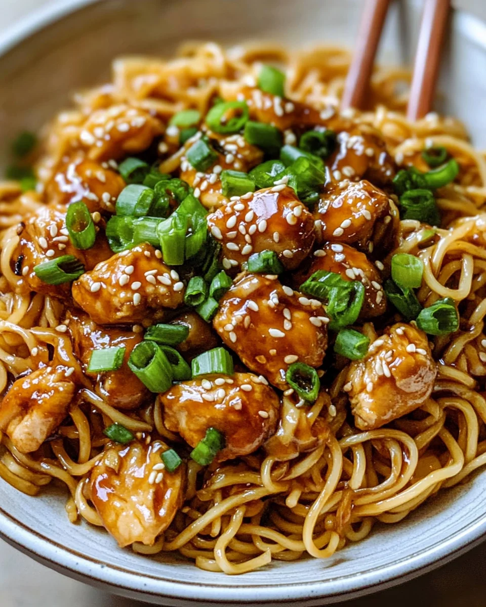 Sticky Garlic Chicken Noodles