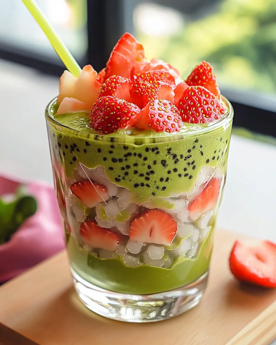 Strawberry Matcha Sago