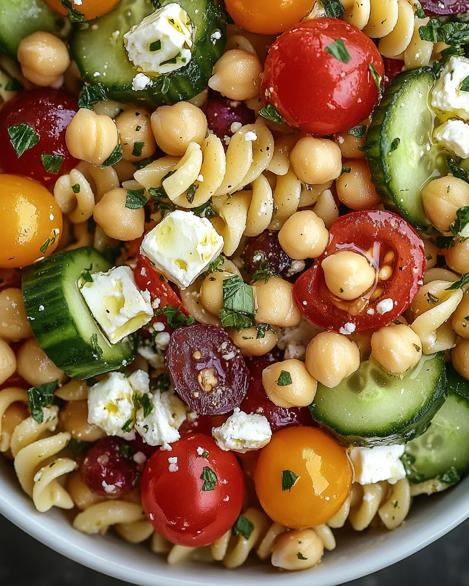 mediterranean chickpea pasta salad