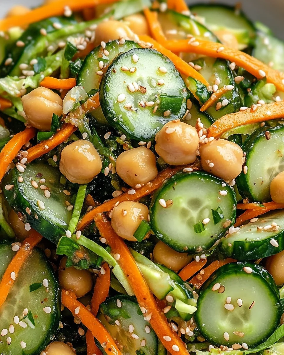 Asian Cucumber and Chickpea Slaw with Sesame Dressing is Delightful!
