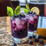 Blueberry Basil Lemon Lavender Mocktail