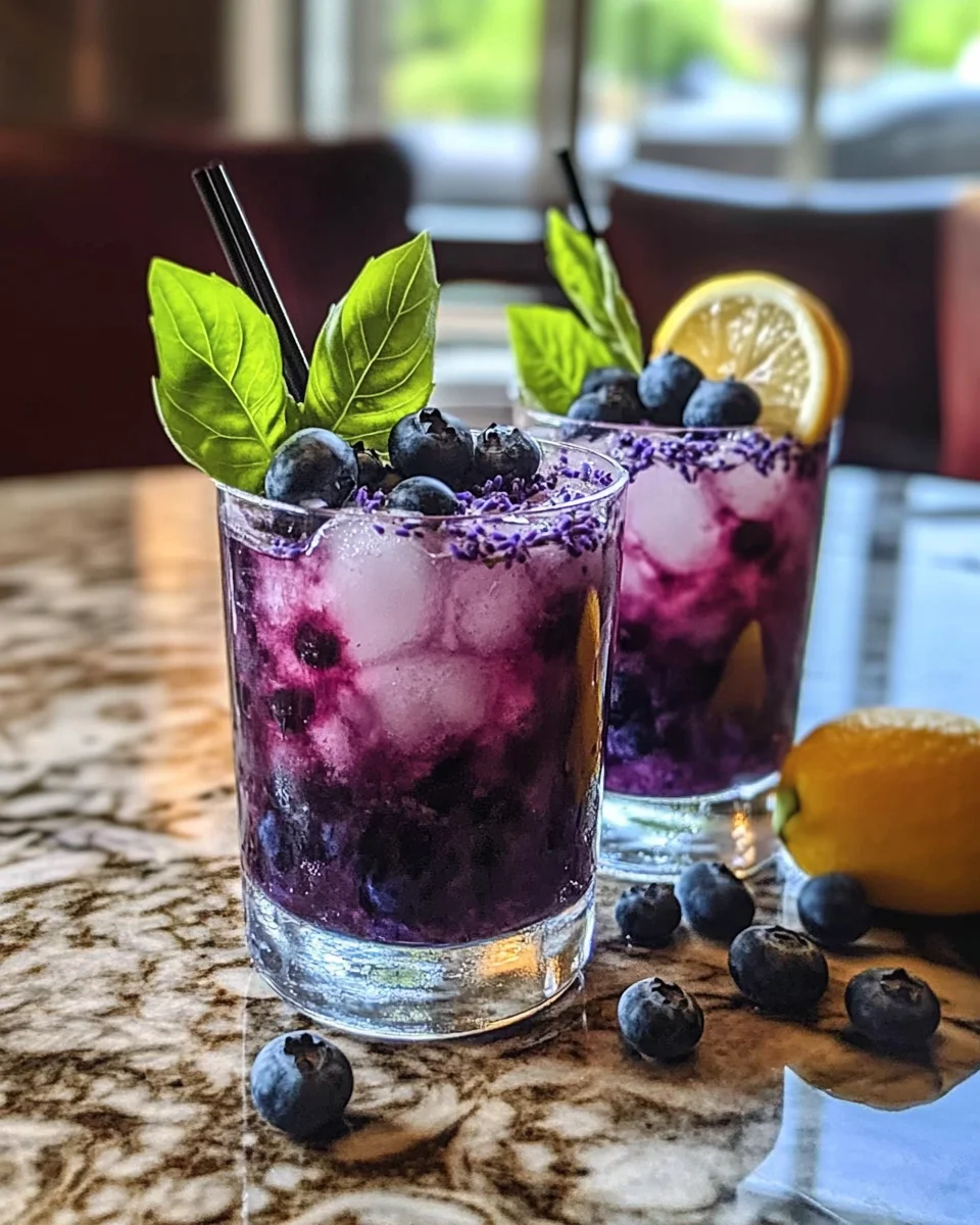 Blueberry Basil Lemon Lavender Mocktail