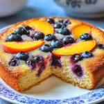 Blueberry Peach Sour Cream Cake