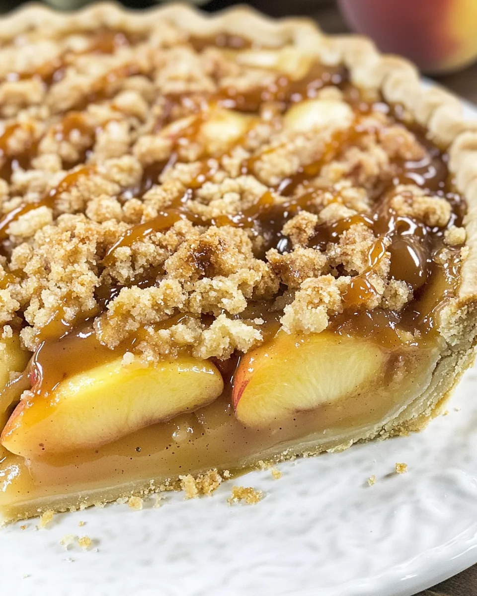 Caramel Crumble Peach Pie