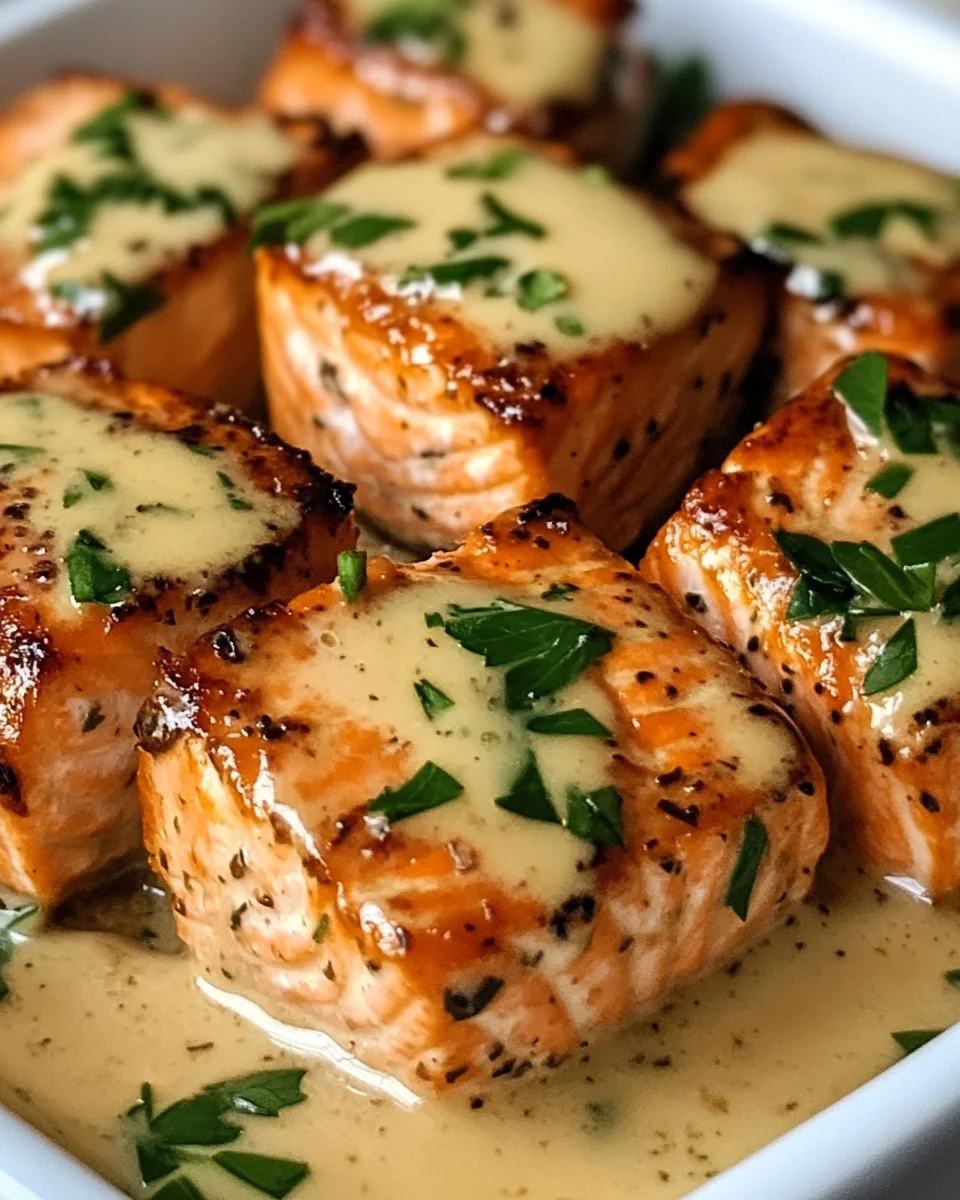 Creamy Garlic Butter Salmon Bites