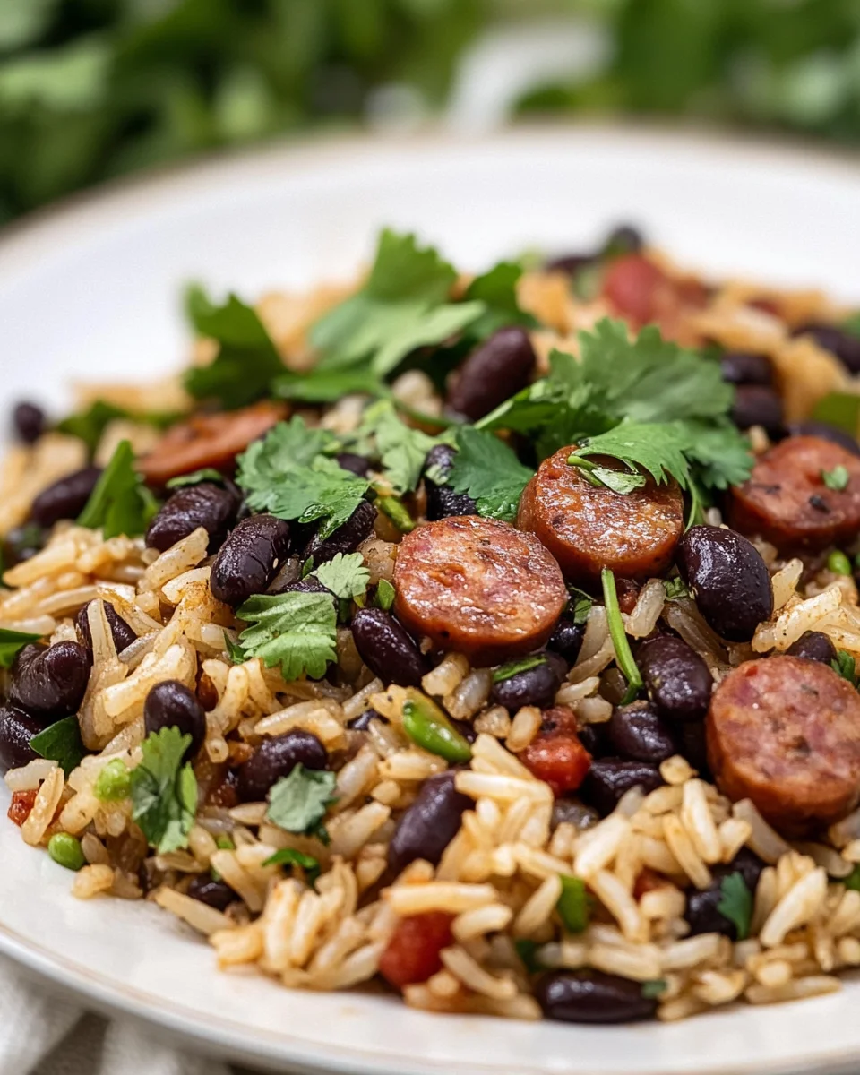 Hearty Black Beans and Rice with Sausage