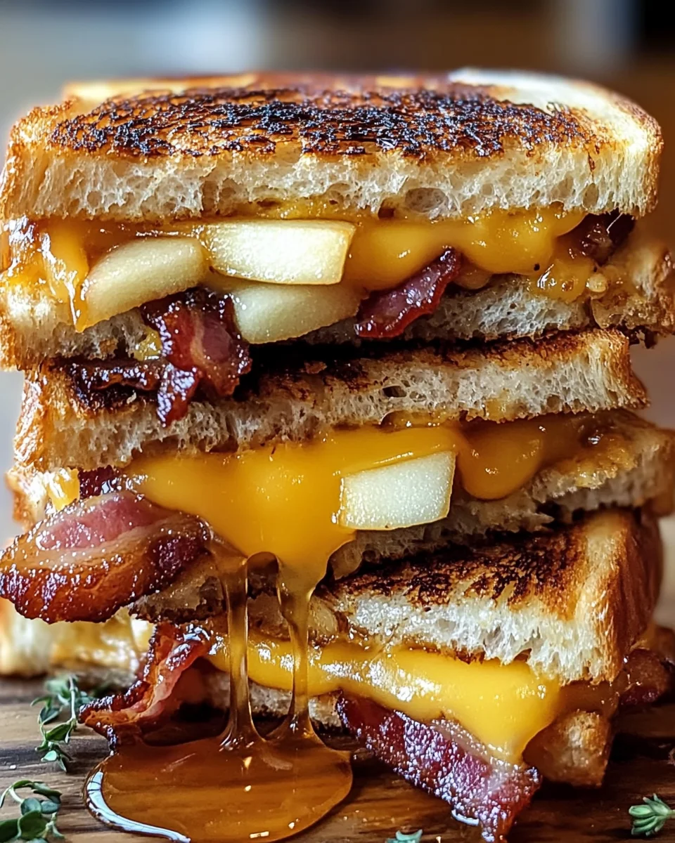 Hot Honey Apple Cheddar Beef Bacon Grilled Cheese