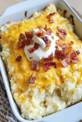 Loaded Cauliflower Casserole with Cheese and Bacon | KETO