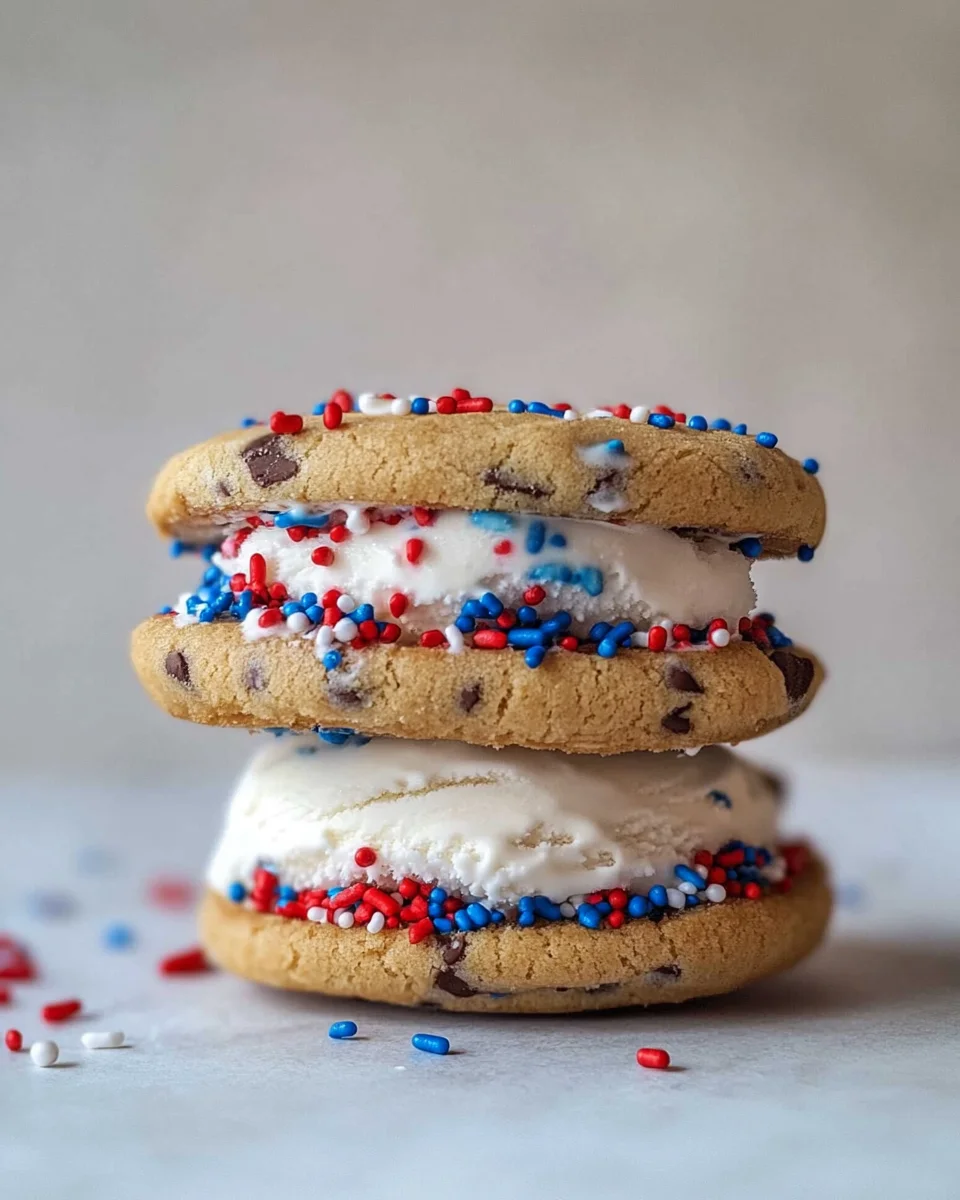 Patriotic ice cream cookie sandwich