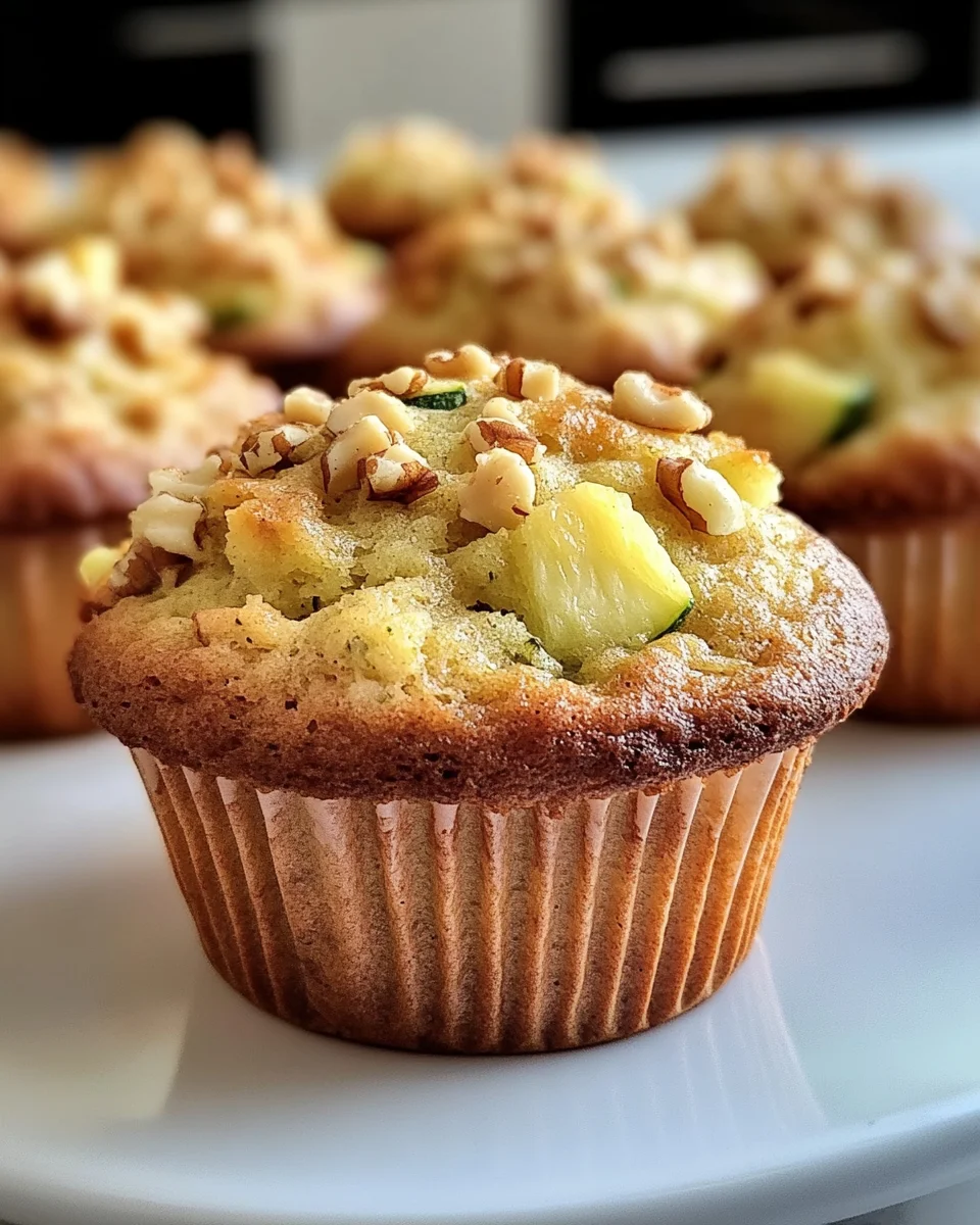 Pineapple Walnut Zucchini Muffins