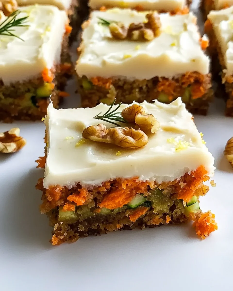 Spiced Ginger Carrot and Zucchini Bars with Lemon Cream Cheese Frosting