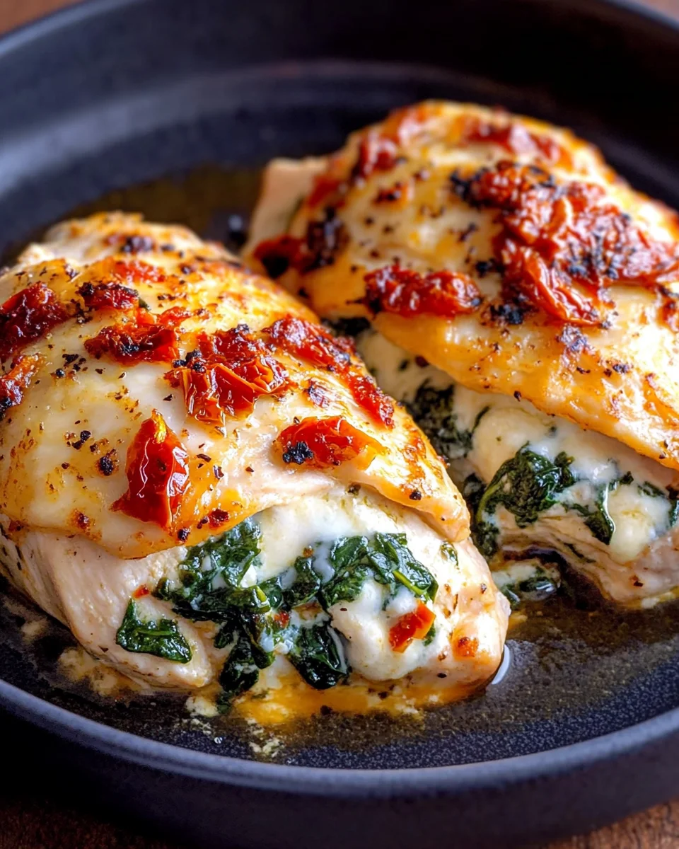 Sundried Tomato, Spinach, and Cheese Stuffed Chicken